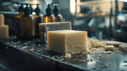 A block of cheese sitting on a counter, perfect for food and cooking concepts