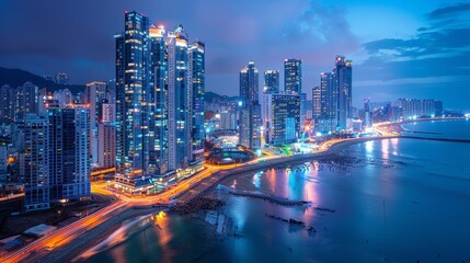Fototapeta na wymiar Busan skyline, South Korea, modern architecture and beaches