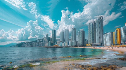 Busan skyline, South Korea, modern architecture and beaches