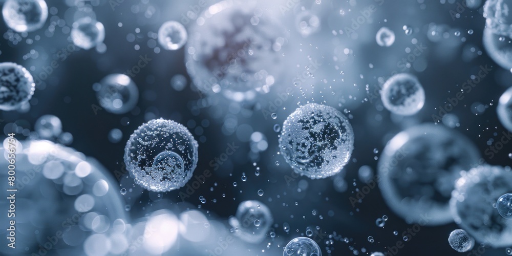 Poster Bunch of bubbles floating in the air, suitable for various projects