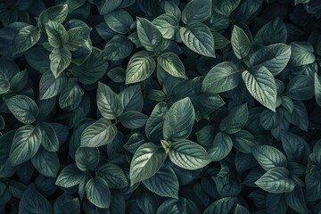 Detailed close-up of vibrant green leaves, perfect for nature backgrounds or botanical designs