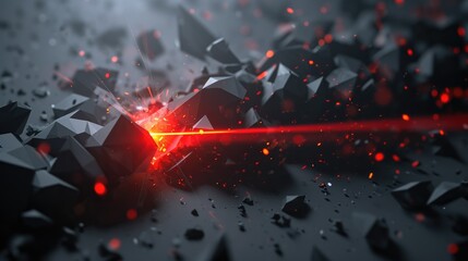 Exploding rocks with red laser impact