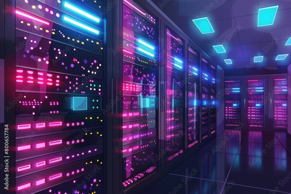 Aufkleber A row of servers in a data center. Suitable for technology concepts