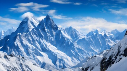 Fototapeta na wymiar Panoramic view of snow-capped mountains. Caucasus, Russia