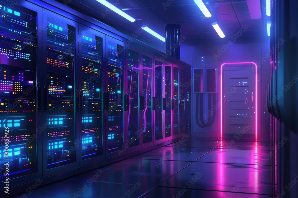 Aufkleber A row of servers in a data center. Suitable for technology concepts