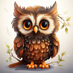 Fototapeta premium Watercolor Owl vector, clipart Illustration, Generative Ai