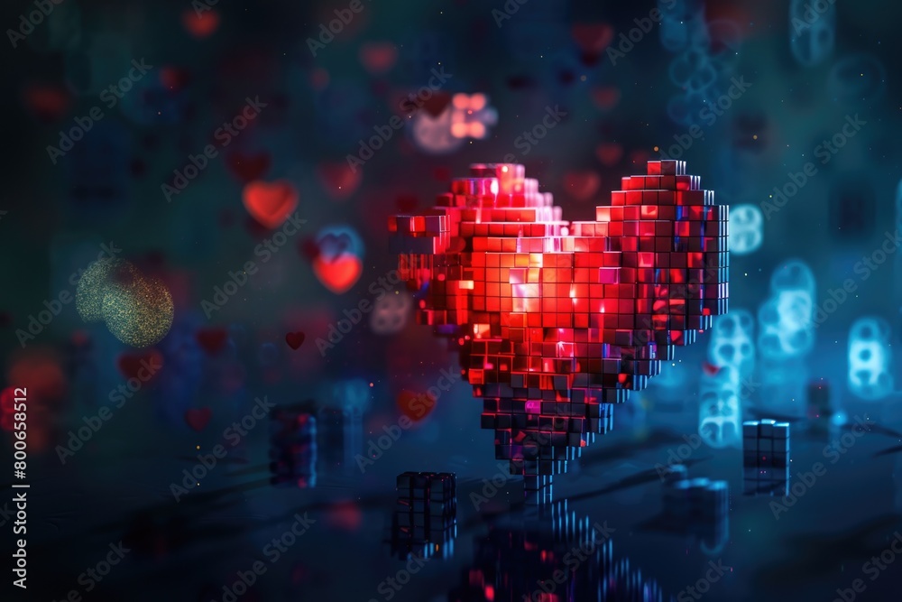 Poster a heart made out of cubes on a table. perfect for love and relationships concepts