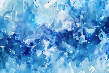 Abstract painting in blue and white colors. Suitable for art projects