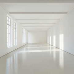 wide empty room in perspective with drawing structure lines in white colors and nice light