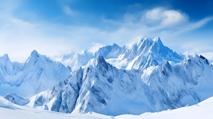Fototapeta na wymiar Panoramic view of the snow-capped peaks of the Caucasus mountains