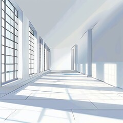 Obraz premium wide empty room in perspective with drawing structure lines in white colors and nice light