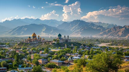 Osh skyline, Kyrgyzstan, cultural crossroads of Central Asia