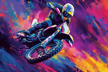 A person riding a dirt bike in mid-air. Suitable for sports and adventure concepts