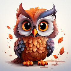 Obraz premium Watercolor Owl vector, clipart Illustration, Generative Ai