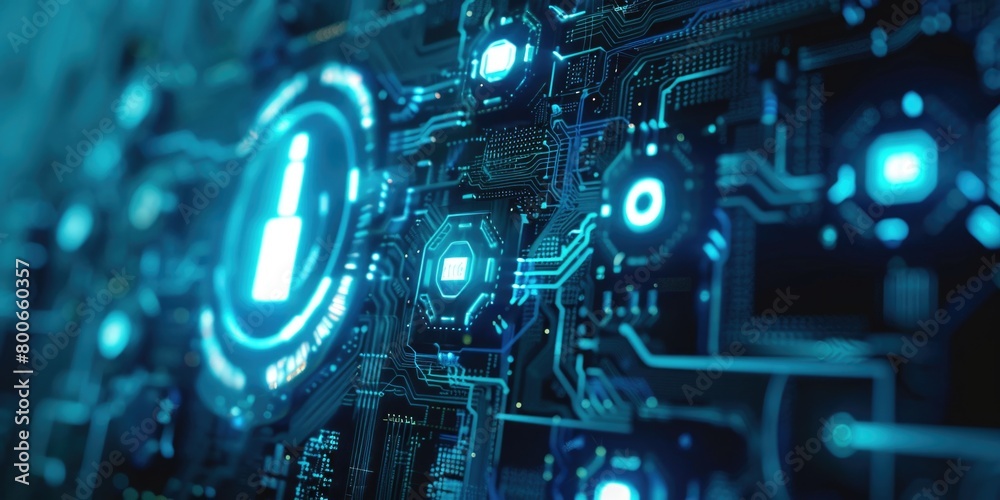 Poster Detailed close up of a computer circuit board, ideal for technology concepts
