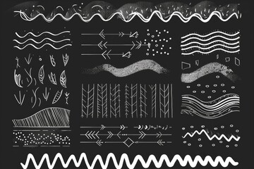 Black and white drawing featuring various geometric shapes. Ideal for graphic design projects