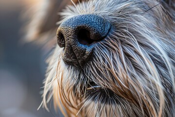 Detailed close up of a dog's nose, suitable for pet care concepts