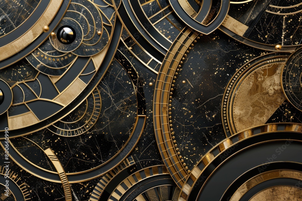 Poster Detailed close up of a clock face with elegant gold trim. Perfect for time management concepts
