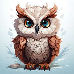 Watercolor Owl vector, clipart Illustration, Generative Ai