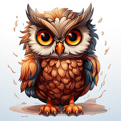 Fototapeta premium Watercolor Owl vector, clipart Illustration, Generative Ai