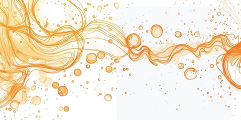 orange monochromatic background with fluid concept, bubbles, water, like a flow of lava of a volcano on a white background