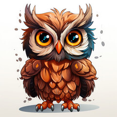 Fototapeta premium Watercolor Owl vector, clipart Illustration, Generative Ai