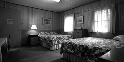 A couple of beds in a cozy bedroom, perfect for hospitality industry promotions