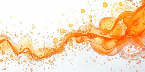 orange monochromatic background with fluid concept, bubbles, water, like a flow of lava of a volcano on a white background