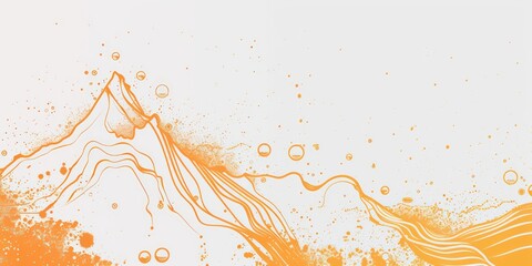 orange monochromatic background with fluid concept, bubbles, water, like a flow of lava of a volcano on a white background