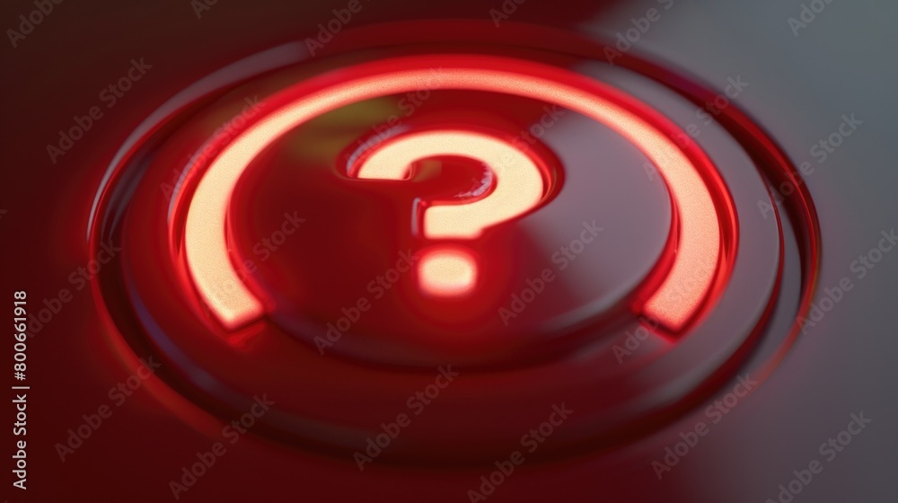 Aufkleber Red button with a question mark symbol. Perfect for illustrating uncertainty or decision-making concepts