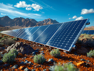A large solar farm in the desert