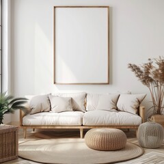 blank frame in a wall with elegant and light interiors