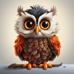 Fototapeta premium Watercolor Owl vector, clipart Illustration, Generative Ai