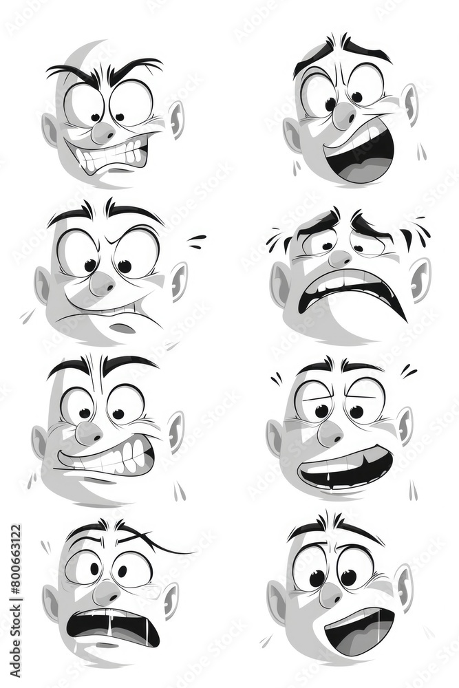 Aufkleber various cartoon faces showing different expressions, perfect for design projects