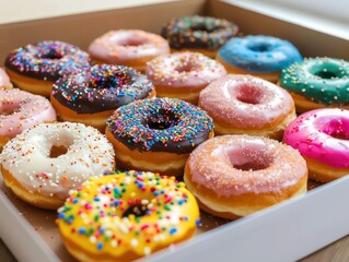 colorful donuts in a box