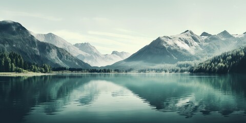 Serene mountain lake landscape