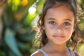 Portrait of a young girl with freckles. Suitable for family, beauty, and diversity concepts