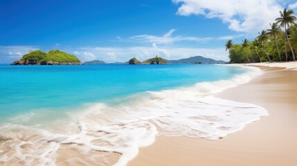 Obraz premium Tropical beach paradise with turquoise waters and white sand