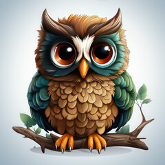 Watercolor Owl vector, clipart Illustration, Generative Ai