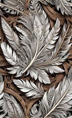 Abstract background with artistic image of feathers, beautiful painting for interior decoration, interior design, vector illustration,