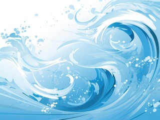 Fototapeta na wymiar Swirling blue waves and bubbles