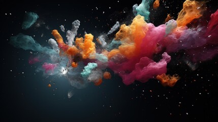 Colorful Smoke Explosion in Space