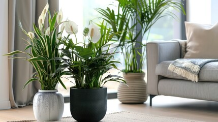 interior purifying plants in nice interiors