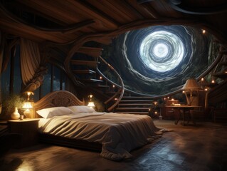 Enchanting Bedroom with Celestial Mural