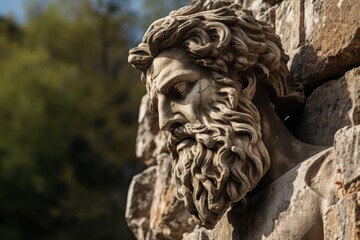Fototapeta premium Weathered stone face sculpture