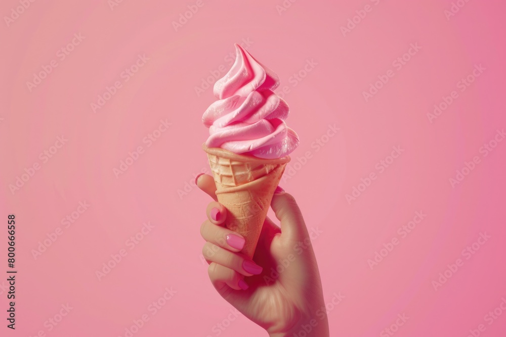 Canvas Prints Person holding an ice cream cone, suitable for summer concepts