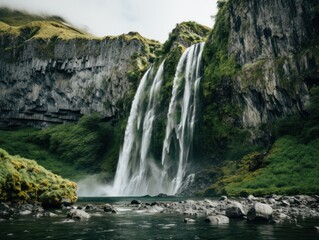 Obraz premium Majestic Waterfall in Lush Landscape