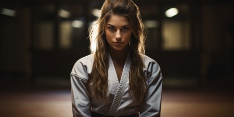 Confident martial artist in training uniform