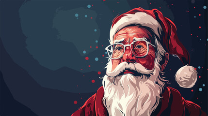 Portrait of Santa Claus on dark background Vector illustration
