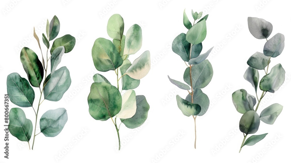 Poster a collection of various leaf types. suitable for botanical illustrations